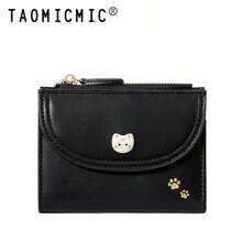 Women's PU Short Wallet, Cute Cat Decor Snap Flap Wallet, Zipper Coin Pocket, Multiple Card Slots And Photo Slot, Suitable For Daily Storage - Multicolor - View 15