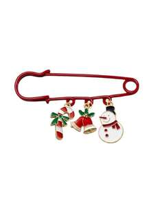 QIHOO 1 PC Christmas Snowman Bell Candy Pin Brooch - Decorative Accessory For Coats And Hats - Fixing Fastener For Holiday Gifts - Suitable For Daily Wear - Multicolor - View 6