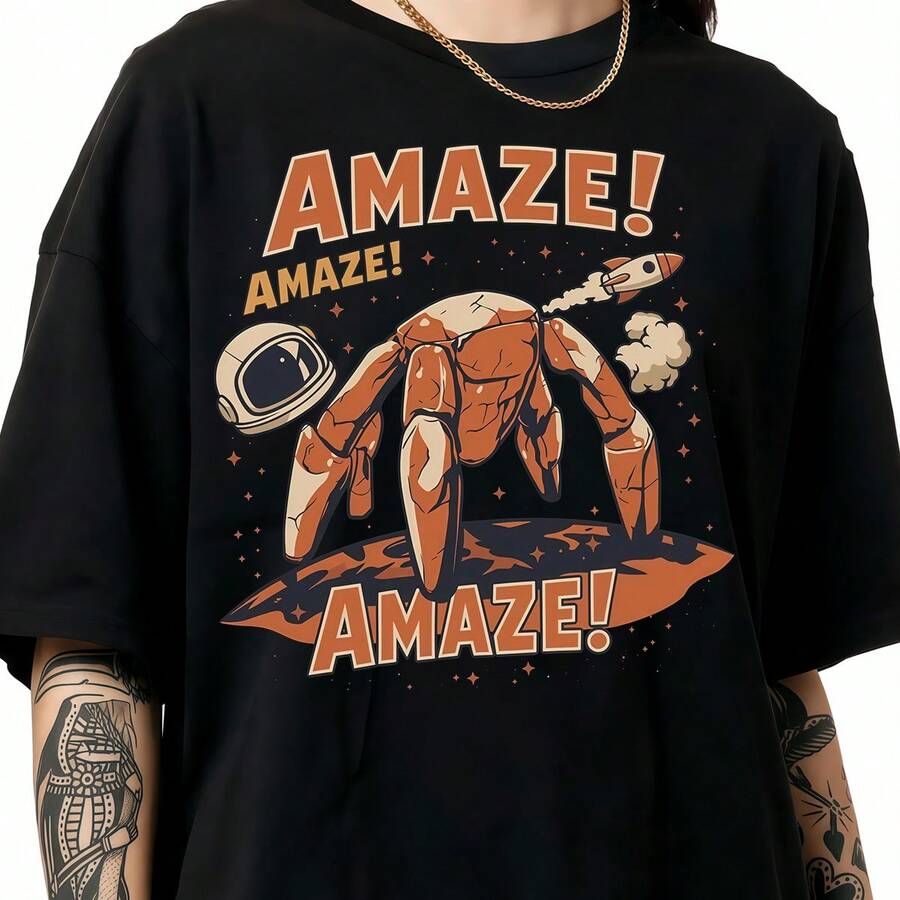 Amaze Rocket Rocky Project Hail Mary T-Shirt, Retro Science Fiction Alien Graphic Tee For Book Lovers - Black - View 1