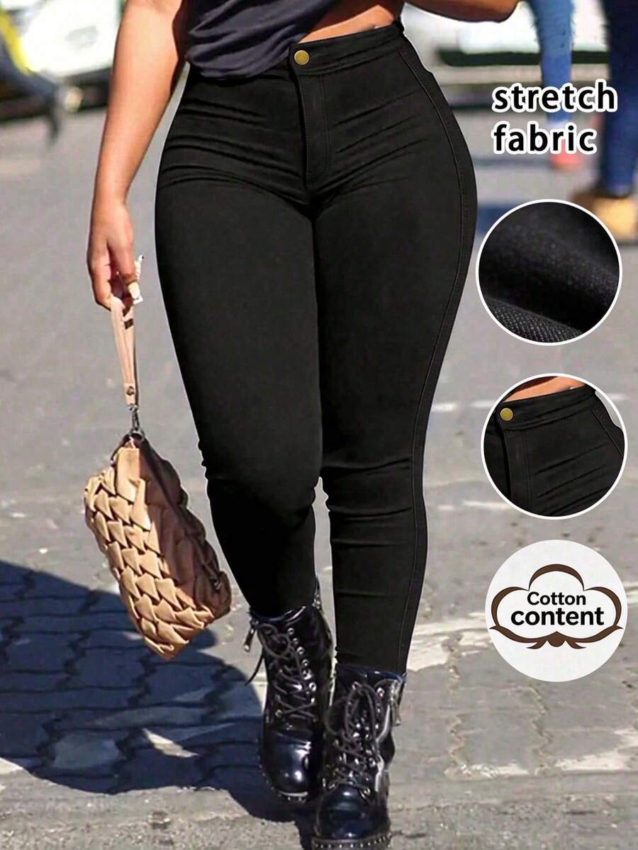 Women Casual Slim Fit Skinny Denim Long Pants Spring Black Fall