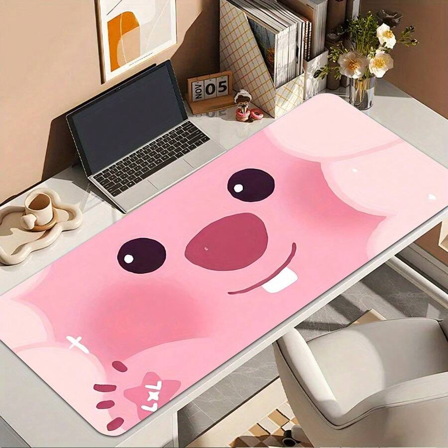 Cute Cartoon Pink Beaver Gaming Mouse Pad, 1pc - With Non-Slip Rubber Base, Easy To Clean, Perfect For Office, School, Home Decor, Desk Mat, Ideal Gift For Fans And Friends - View 1