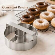 1 cái/2 cái khuôn cắt bánh donut bằng thép không gỉ chịu lực với tay cầm thoải mái, phù hợp để làm bánh donut, làm bánh quy, cắt bánh mì, dụng cụ cắt bánh đa năng, lý tưởng cho nướng bánh tại nhà, quà tặng làm bánh - Xem 4