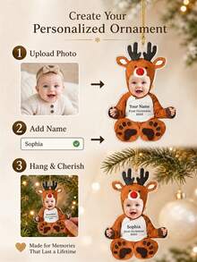 Personalized Baby Photo Christmas Ornament, Custom Name Face Cutout Hanging Decoration, First Christmas Keepsake, Holiday Tree Decor, Custom Picture Gift For Parents And Family, Baby Christmas Memory, Festive Holiday Keepsake, Custom Photo Ornament - Multicolor - View 6