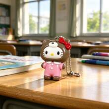 Hasbro Hello Kitty 印花拉鍊筆袋，可愛卡通貓熊蘋果圖案筆袋，透明內裡順滑拉鍊，大容量圓筒筆袋可收納筆、橡皮擦、尺，便攜收納袋，理想禮物 - A - 查看 12
