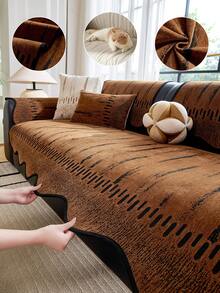 Geometric Stripe Sofa Cover 1Pc, Non-Slip Wear Resistant Sofa Slipcover, Modern Abstract Pattern Sofa Protector For Living Room - Multicolor - View 10