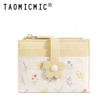 Women's Small Foldable Wallet, Cute Floral PU Material Wristlet, Portable Card Holder, 3D Flower Decor, Multi-Card Slots, ID Window, Coin Purse - Multicolor - View 13