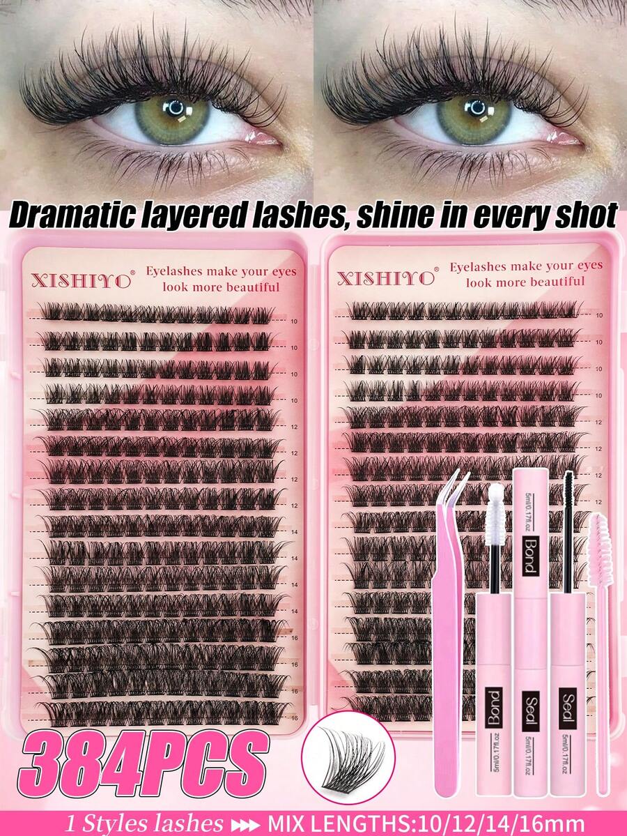 Best-Selling False Eyelashes: 384 Clusters D-Shape Natural Style False Eyelashes, DIY Cluster Design, Lightweight And Soft, Suitable For Various Makeup Looks; Cartoon Style Mixed Length Single Cluster False Eyelashes, Natural Makeup Effect Like Real Eyelashes, Exquisite Craftsmanship