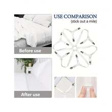 6-Sided 12-Clip Household Bed Sheet Fastener; Adjustable Sofa Sheet Fixing Clip; Tablecloth Fixing Strap; Anti-Slip Bed Sheet - Multicolor - View 5