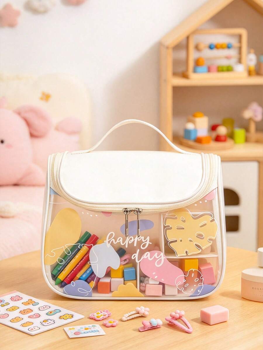 1pc White Matte Storage Bag, Suitable For Baby Girl Room, Children's Bedroom, Baby Supplies And Home Essentials - Multicolor - View 1