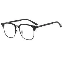 1 Metal Men's Fashion Decorative Blue Light Plain Lens Glasses, Suitable For Daily Wear, St. Patrick's Day - Black - View 10