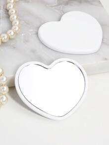 7/3pcs/1pc Heart-Shaped Portable Pocket Mirror, Modern Minimalist Makeup Mirror, High Definition Mini Vanity Mirror For Students, Party Favors, Pink-White-Green-Black - Multi-color - View 12