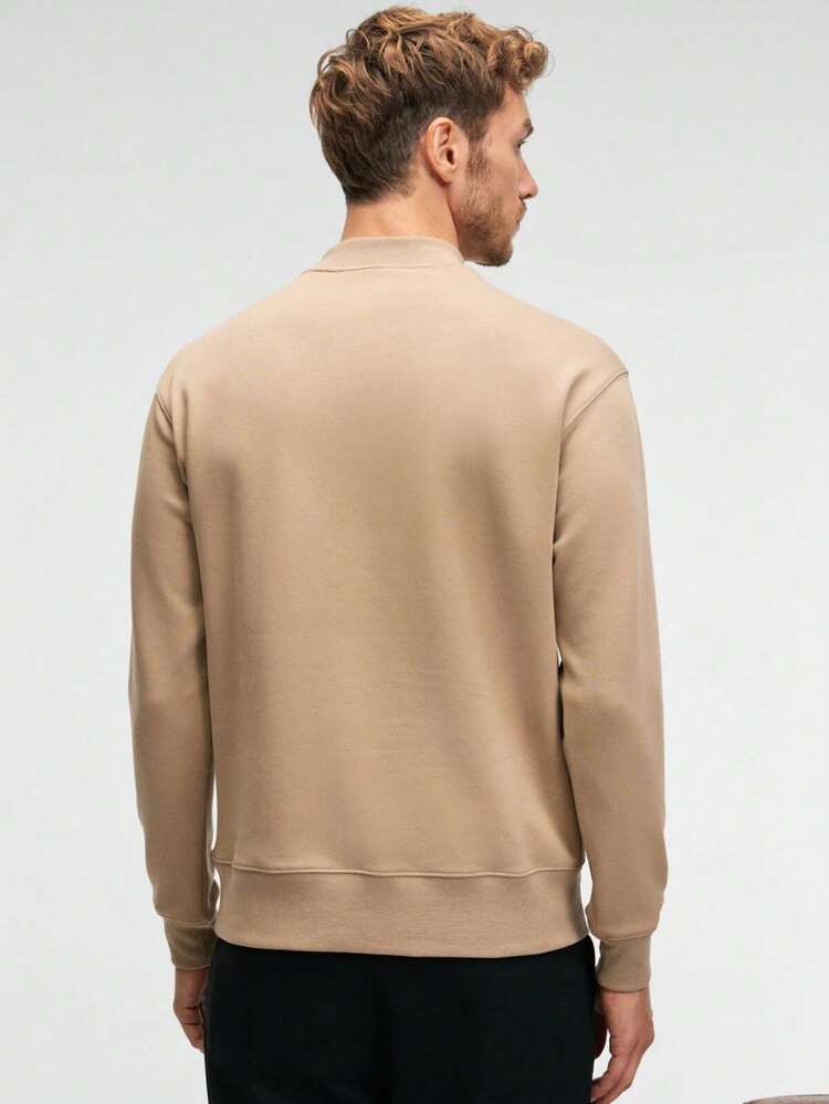Men's QUILLA Men's Mock Neck Basic Beige Sweatshirt - Beige - View 6