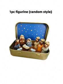 1 Set/1pc - Christmas Nativity Scene Set In Tin Box, Christmas Nativity Scene Set, Jesus Statue, Suitable For Holy Family, Statue Tin Box Set, Handmade Mini Nativity Scene Set, Holiday Decoration, Gift For Friends, Nator Desktop Office Use - View 13