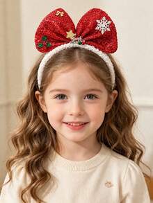 1 pieza Diadema con gran lazo lindo para mujer, adecuada para fiestas de Navidad - Multicolor - Ver 1