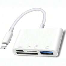 Plug And Play 4-In-1 Card Reader SD/TF Memory Card Reader Adapter Converter Compatible With Phone 18/17 Pro Max/17 Pro/17/Air/16/15/ Series Devices Portable Adapter - White - View 9