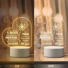 1pc Acrylic Night Light, Personalized Small Night Light Designed For Your Boss - Perfect Gift For Men And Women, Suitable For Birthday, Thanksgiving And Christmas. This USB Powered Desktop Decor Includes Inspirational Quotes. - Warm white light - View 2