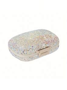 1pc Portable 8-Compartment Cute Pill Storage Box, Shiny Rhinestone Pill Box, Outdoor Travel Portable Pill Box, Pill Dispenser Storage Box, Can Hold Vitamins, Fish Oil - Multi-color - View 11