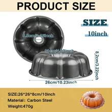Heavy Duty Carbon Steel Fluted Tube Cake Pan Non-Stick Classic Bakeware For Oven Baking DIY, Round Cake Baking Pan, Buntz Pound Cake Mold,,Baking Mold For Jello/Gelatin/Chocoflan/Flan - Black - View 11