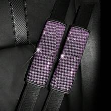 2pcs Car Seat Belt Shoulder Pads, Sparkling Rhinestone Seat Belt Covers, Suitable For All Car Models, Car Accessories - A - View 14