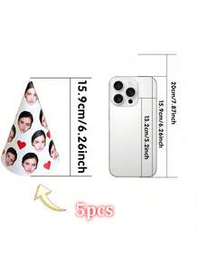 1/5/10/20件客製化臉部圓錐派對帽，個性化照片紙生日帽附愛心印花，3種尺寸，趣味派對裝飾，適用於生日、單身女郎派對、週年紀念，20-70歲生日裝飾，中性客製化照片帽，個性化寵物臉部帽 - 多色2 - 查看 18