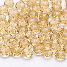手工珠飾用扁圓玻璃珠 8mm/6mm/4mm (60/80/115顆) 可重複使用散珠 DIY 手作配件，亮面藍綠色 - 金香檳 - 查看 7