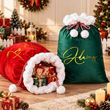 Personalized Santa Claus Bag, Customized Velvet Santa Claus Bag, Christmas Gift Bag, Holiday Gift Bag (Suitable For Adults And Pets), Ideal Gift For Him, Ideal Gift For Her, Boyfriend, Dad, Girlfriend, Mom, Family, Friends, Christmas, Christmas Home Decor, Christmas Decoration, Room Decor, Personalized, Christmas House Decor, Customized Product, Christmas, Baptism Decoration, Christmas Bag - Multicolor - View 6