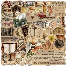 50pcs Vintage European Style Kraft Paper Stickers, Artistic Vintage Angel Architecture Floral Text Waterproof Stickers For Scrapbooking, Notebook, Phone Case DIY - Multicolor - View 6
