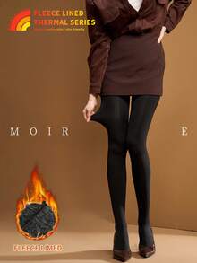 MOIRÉALLURE 1Pair FLEECE-LINED TIGHTS For Daily Life - Multicolor - View 11