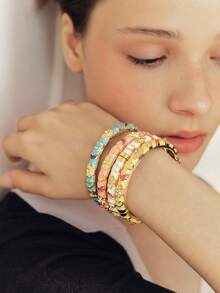 Sorayune Enamel Craft Colorful Cloud Bracelet, Vintage Asymmetric Dyed Twisted Bangle, Fashionable Versatile - Multicolor - View 5