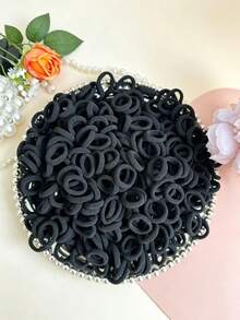 100/300/500pcs/Set Small Women's Rubber Band Hair Ties, Black/Colorful/Coffee High Elasticity Hair Ropes, Multi-Functional Hair Bands And Ponytail Ties, Durable Fashion, Easy To Use, Minimalist Elegant Design, Suitable For Daily Use - Multicolor - View 6