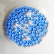 手工珠飾用扁圓玻璃珠 8mm/6mm/4mm (60/80/115顆) 可重複使用散珠 DIY 手作配件，亮面藍綠色 - 淺藍瓷 - 查看 2