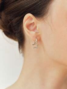Sorayune 1pair Fashion Stainless Steel Star Drop Earrings For Women For Daily Decoration - Antique Silver - View 5