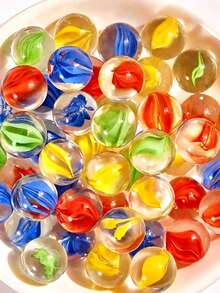 60pcs/100pcs Colorful Glass Marbles, Rolling Ball Track Game, Single Player Toy, Rolling Beads, Stress Relief Toy, Aquarium, Vase Decoration (Random Color Style) - Multicolor - View 4