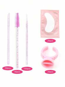 Eyelash Extension Tool Kit, Includes Eye Patches, Micro Brushes, Eyelash Cleanser, Lip Brushes, Eye Pads, Glue Rings, Disposable Eyelash Brushes, Facial Tissues, Cotton Swabs, Makeup Remover Pads - Multicolor - View 3