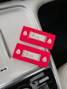 Christmas - 2PCS Christmas Tree, Snowman, Gingerbread Man Fabric Patch Christmas Tree Button Decoration Car Door Handle Decoration Pad Protective Cover - Random Styles - View 15