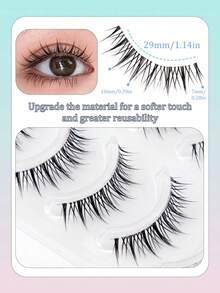 5 Pairs Cartoon Eye Little Devil Invisible Stem Natural Big Eye Eyelashes, Fresh Sweet Tapered Faux Mink Hair, Soft Lightweight Comfortable For Date And Party - Black - View 7
