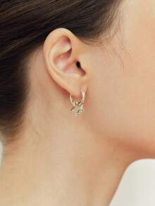 Sorayune 1pair Fashion Stainless Steel Star Drop Earrings For Women For Daily Decoration - Antique Silver - View 3