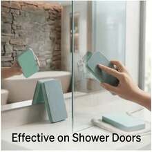 2pcs Glass Limescale Magic Cleaning Brush, Household Bathroom Mirror Shower Room Tile Powerful Limescale Water Stain Water Mark Removal Tool, Multi-Function Window Glass Cleaning Tool - Sponge Cleaning Cloth - View 7