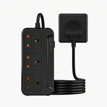 1pc UK Plug Power Strip, 3 British Standard Outlets, 1.8m Extension Cord, DesktopMulti Socket For Office Desk, Study Room & Home Workstation - UK Plug(220-240V) - View 12