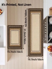 DAJIANG 1pc 3D Faux Linen Print Long Kitchen Runner Rug, Doormat, Suitable For Bathroom, Kitchen, Bedroom, Living Room, Bedside, Machine Washable, Easy To Clean, Pet-Friendly Decorative Mat - Warm Sand Dreamweave - View 15