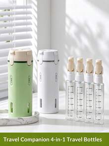 4-In-1 Leak-Proof Travel Dispenser Bottle Set, Reusable Round Plastic Containers, Suitable For Shampoo, Body Wash And Lotion, Portable Travel Toiletries Set - Multicolor - View 1