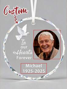 Personalized Christmas Memorial Ornaments With Photo Christmas Tree Decorations Xmas Gifts In Loving Memory Xmas Hanging Keepsake - Multicolor - View 2
