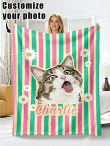 1pc Customized Photo Blanket, Personalized Flannel Blanket With Photo And Text, Office Nap Blanket, Comfortable Blanket, Mother's Day, Father's Day Gift For Parents, Bedding Blanket, Bed Customized Blanket, Customized Text Blanket, Personalized Home Blanket - Multicolor - View 9