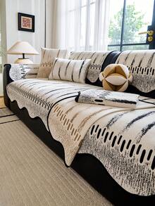 Geometric Stripe Sofa Cover 1Pc, Non-Slip Wear Resistant Sofa Slipcover, Modern Abstract Pattern Sofa Protector For Living Room - Multicolor - View 2
