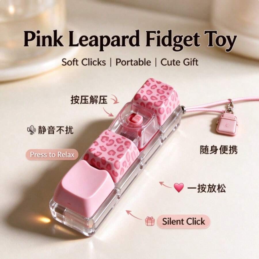 1 buah Gantungan Kunci Mekanik Motif Leopard Acak untuk Meredakan Stres, Cangkang Transparan dengan Tutup Tombol Motif Leopard, Sakelar Mekanik Terintegrasi dengan Suara Klik yang Jelas, Desain Mini Portabel untuk Kunci dan Ransel, Tombol Warna Putih Krem dengan Basis Sakelar Amber, Gaya Retro, Mainan Pereda Kecemasan Hemat Ruang yang Ringkas untuk Pekerja Kantoran dan Pelajar, Hadiah Unik dan Kreatif untuk Teman