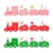 1PC Christmas Wooden Painted Mini Train, Holiday Scene Desktop Decoration, Christmas Window Display Gift, Christmas Gift. - Christmas Train Ornament - View 11