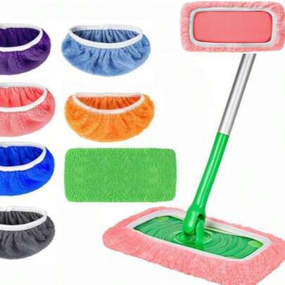 8/6/4/1pc Coral Fleece Mop Pads - Reusable, Washable Flat Mop Covers, Suitable For Hardwood Floors And Ground Cleaning, Green And White Handle Compatible, Durable Synthetic Material, Floor Cleaning Essential | Decorative Mop Pads | Simple Mop Pads, Christmas Gift