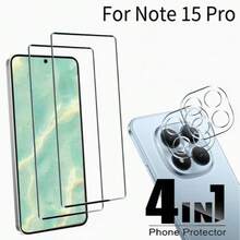 4 قطع (2+2)، متوافق مع Redmi Note 17/17 Pro/13 Pro+/14 Pro/14 Pro 4G/14 Pro 5G/14 Pro+/15 4G/15 5G/15 Pro 4G/15 Pro 5G/15 Pro+/14 4G/14 5G/15 Pro، 2 قطعة واقي شاشة زجاجي مقسى عالي الدقة منحني + 2 قطعة واقي عدسة زجاجي مقسى شفاف عالي الدقة، واقي شاشة زجاجي مقسى بتغطية كاملة مع غراء الحافة، فيلم مقاوم للخدش، حماية الهاتف، وضوح عالي، سطح ناعم، مادة مقاومة للكسر، زجاج متين، درع شاشة الهاتف، محب التكنولوجيا، واقي الشاشة، واقي العدسة - شفاف - مشاهدة 24