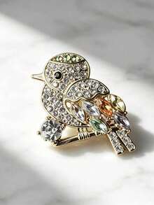 Vintage Suit Lapel Pin Bird Brooch Accessory Colorful Fashion Animal Brooch Decorative Pin - Gold - View 4