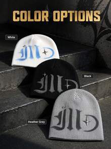 Unisex Fashion Y2K Jacquard Knit Hat, Warm, Suitable For Autumn/Winter Casual Wear - Multi-color-graffiti Stars - View 6
